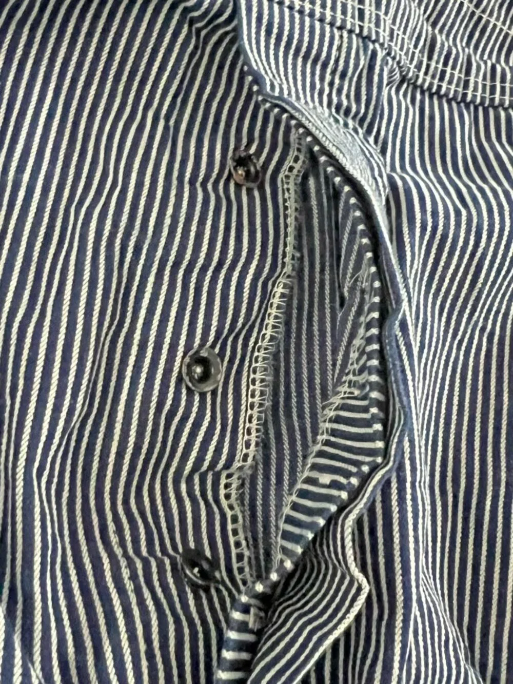Vintage Big Smith Bib Overalls Mens Railroad Stripe Workwear Denim USA 48X32
